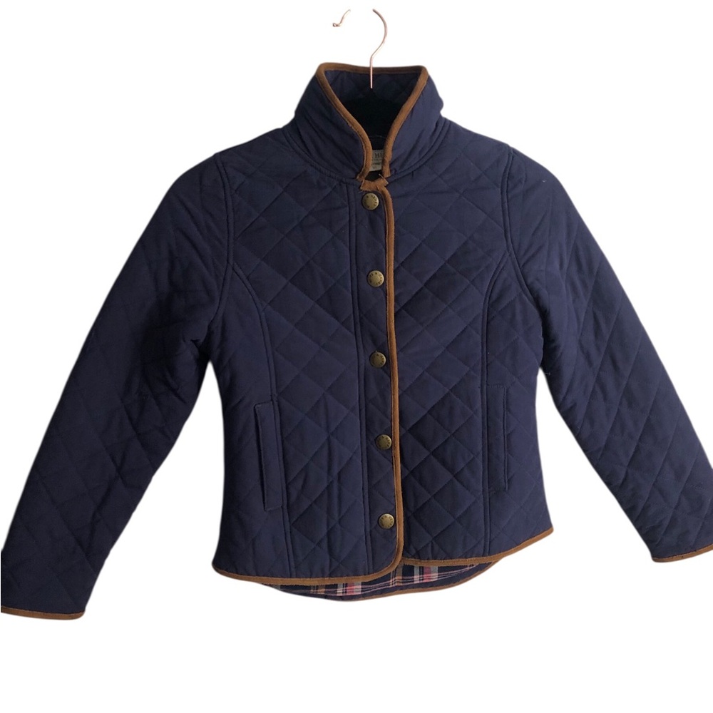 Hope and Henry Navy Quilted Equestrian Riding Jacket with Brown Trim